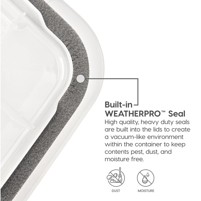 WeatherPro 6.5 Quart Storage Container Stackable Plastic Bin W/ Latching Lid New