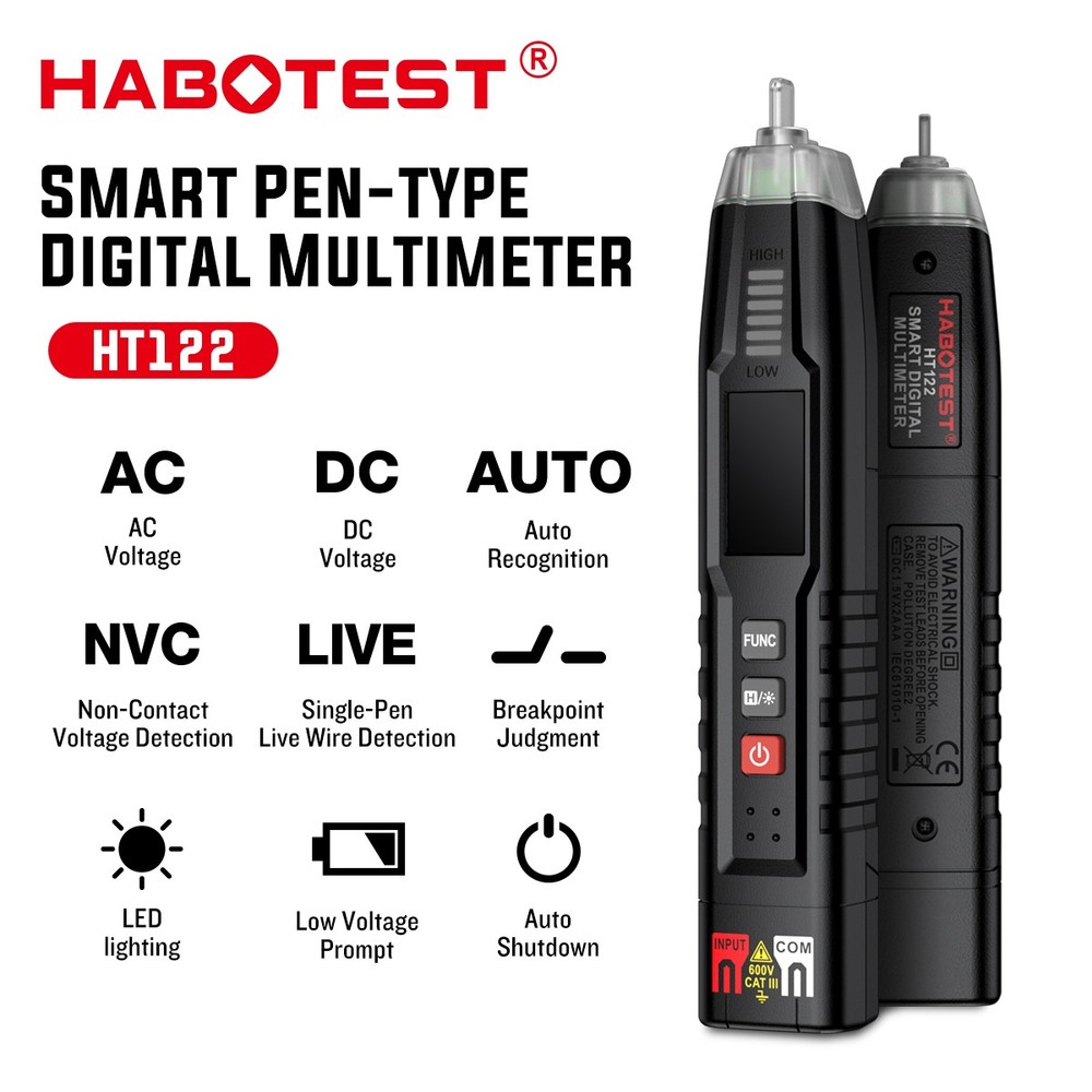 HABOTEST HT122 Digital Multimeter AC DC Voltage Voltmeter Ohmmeter Max 600V
