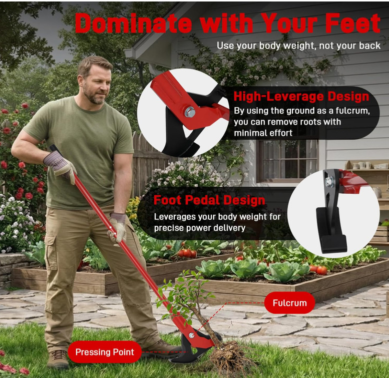 Sapling Puller Tool, Heavy Duty Stand Up Tree Sapling Remover for Woody Stems 1/
