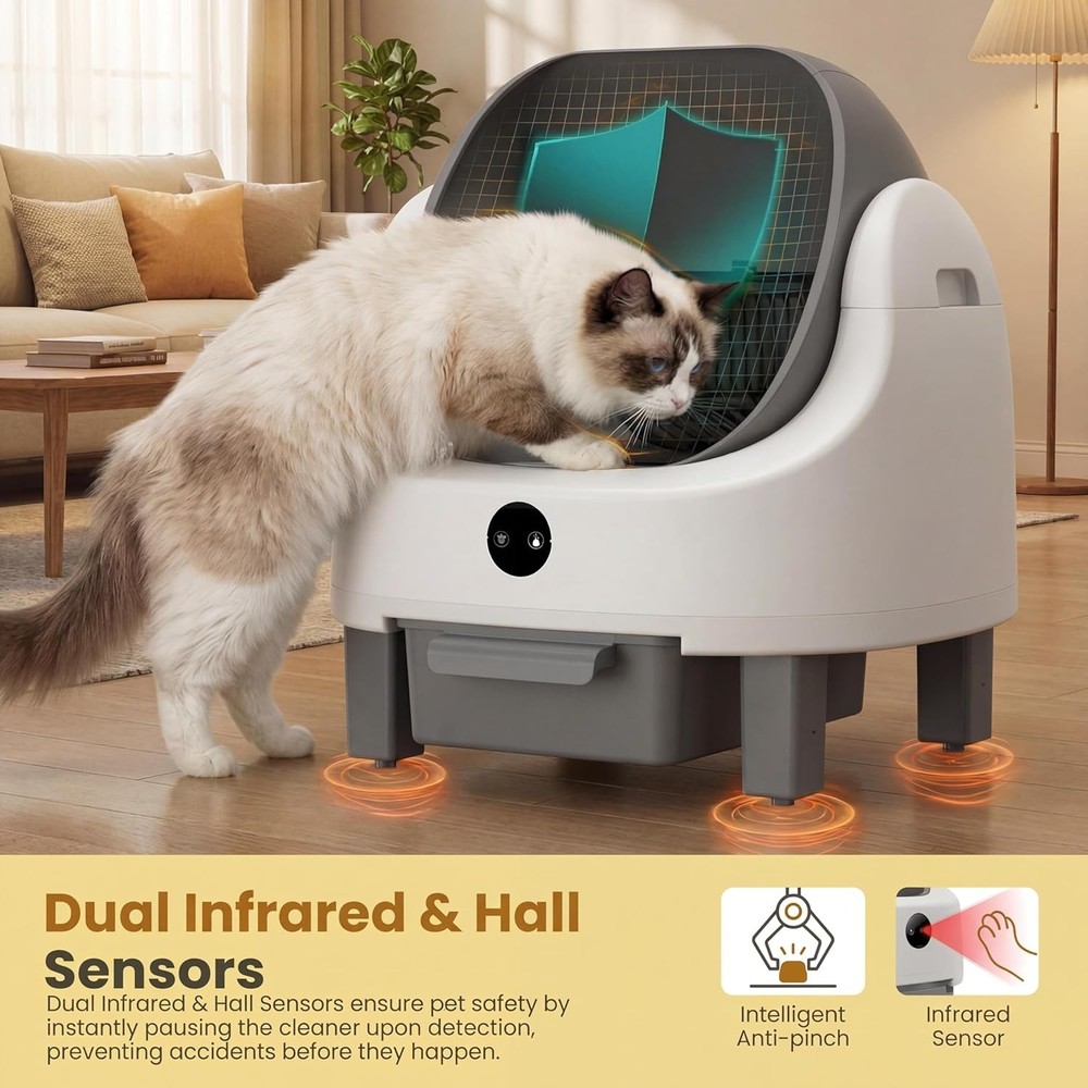 🔥Self Cleaning Cat Litter Box Automatic Multi-Cat 96L Large with APP Control