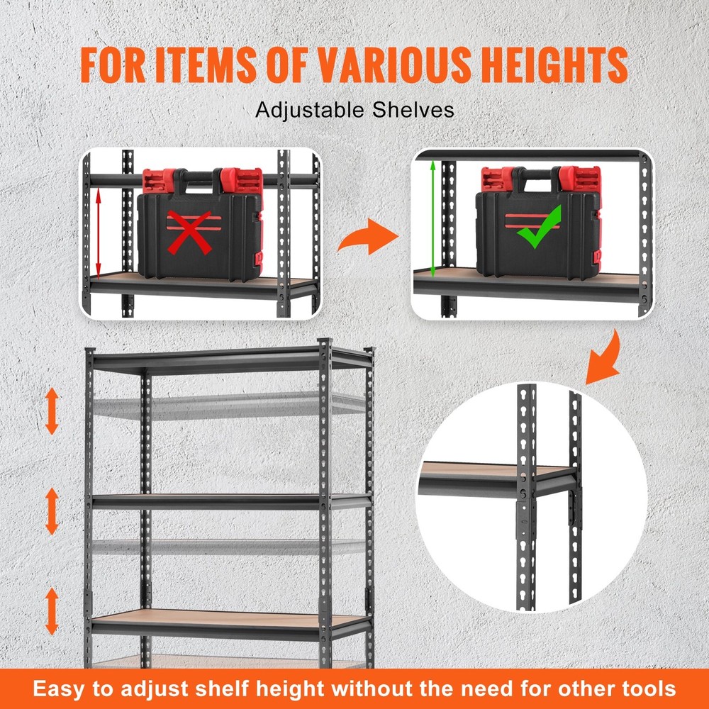 Storage Shelving Unit;5-Tier Adjustable;2000 lbs Capacity;Heavy Duty Garage Shel