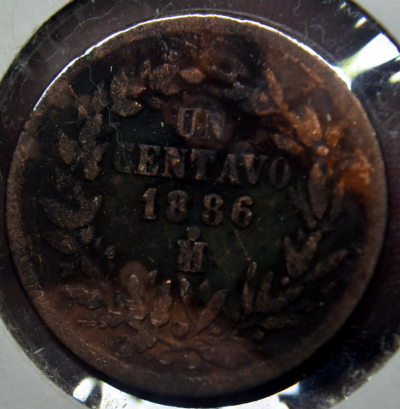 1886 Mexico One Centavo TONED Coin