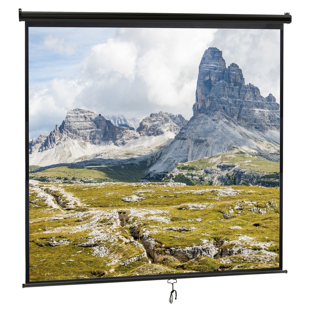 120" Projector Screen Manual Pull Down 1:1 Projection Screen Home Theater Black