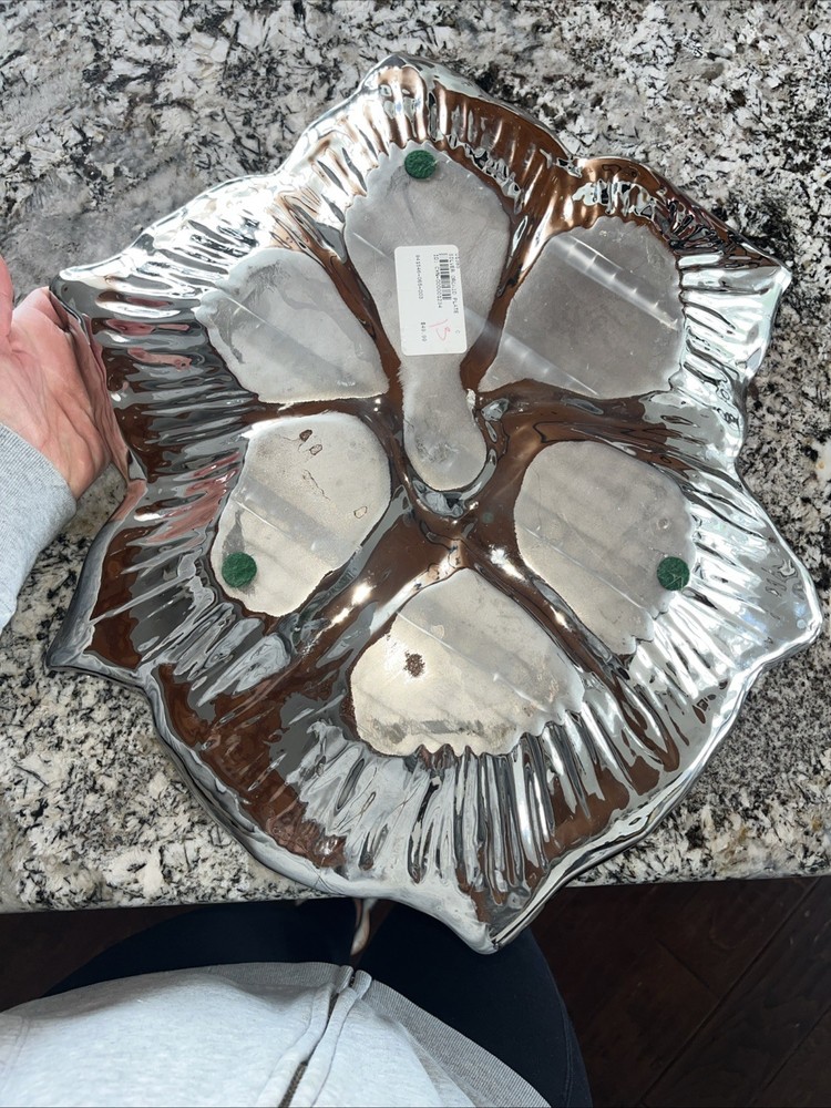 Silver Orchid Plate Large Beautiful