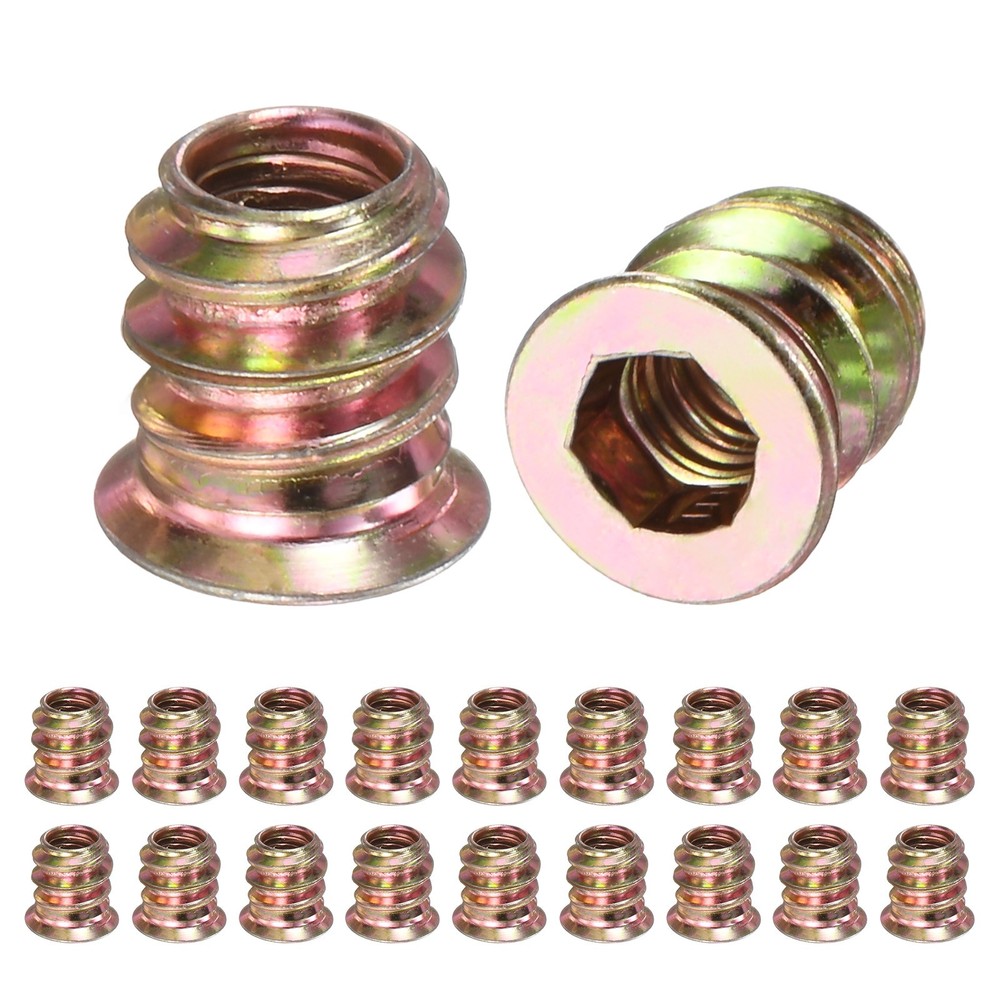 20-Pack Threaded Inserts for Wood, M5x10mm Threaded Insert Nuts [Gold Tone]