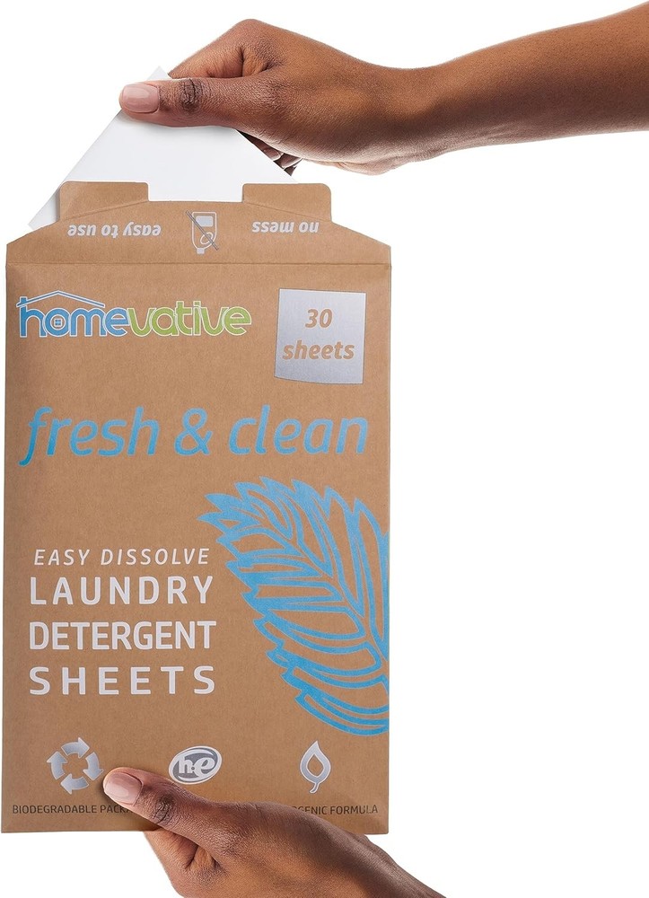 Laundry Deternt Sheets, 30 Sheets, Up to 60 Loads, Easy