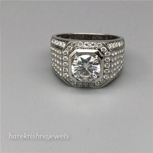 Lab-Created 2.65CT Round Cut Diamond 14K White Gold Over Men's Wedding Ring