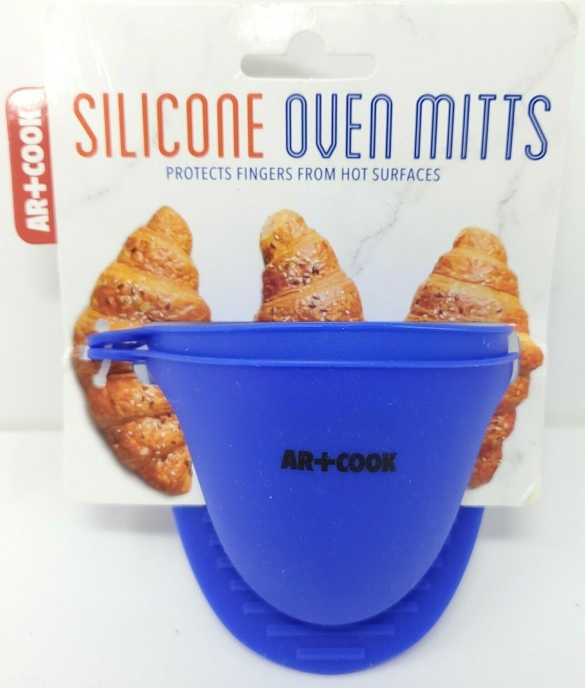 Art & Cook Silicone Oven Mitts, Set of 2, Blue