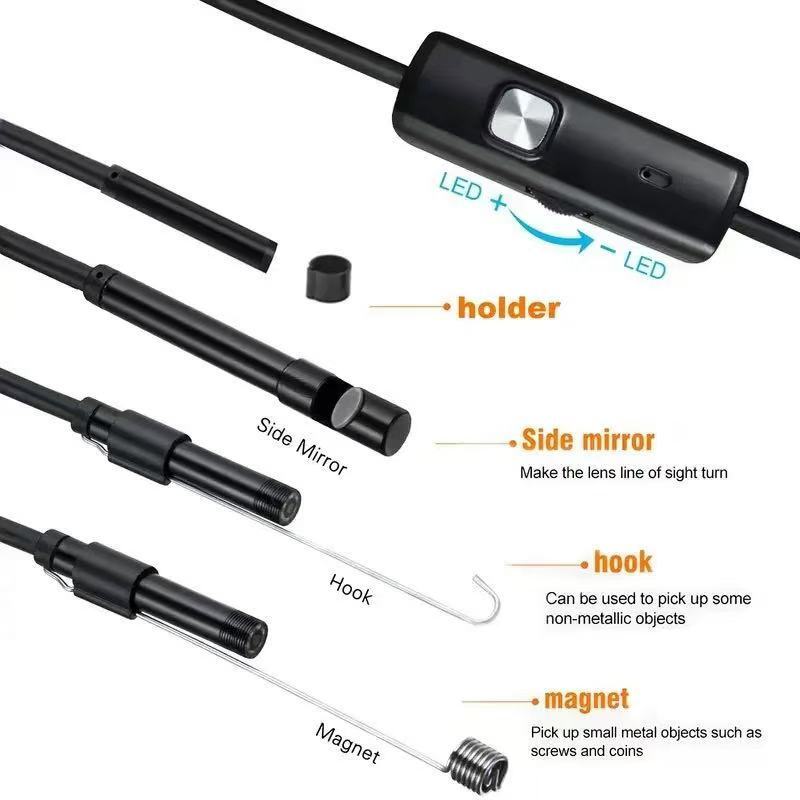 6LED USB Snake Endoscope Borescope HD Inspection Camera For Android Type C Lot