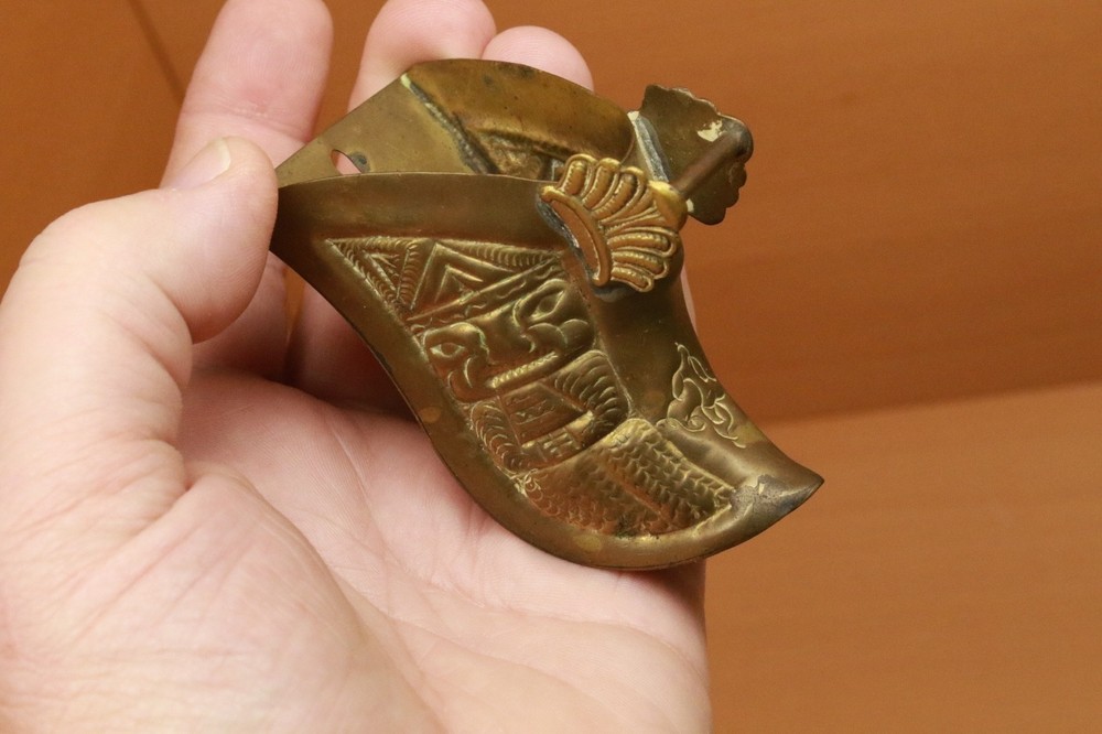Antique Brass Match Holder Patterned Spanish Conquistador Stirrups (#407)