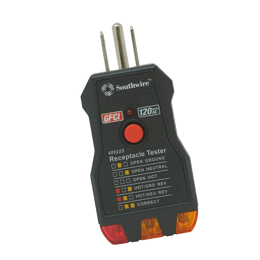 Receptacle Tester with Indicator Lights – 3‑LED Outlet Electrical Safety Tool