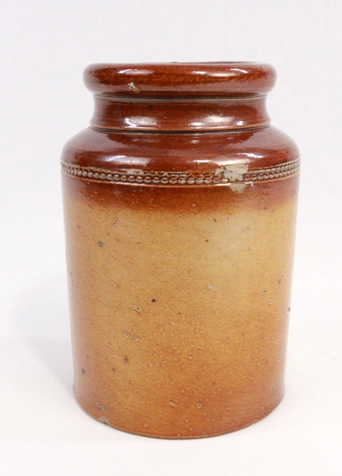 Vintage Brown Glazed Stoneware Pot 14cm Tall 9cm Diameter