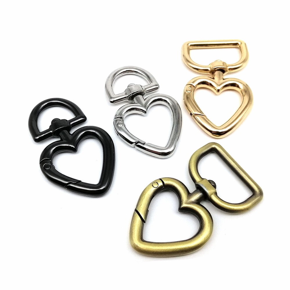 1/5pcs Heart Shape Spring O Ring Bag Strap Buckle Pendant Key Snap Clip Trigger