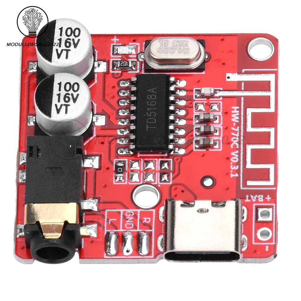 5pcs 3.7-5V Type-c Mini Bluetooth Audio Decoder Board MP3 Audio Receiver Module