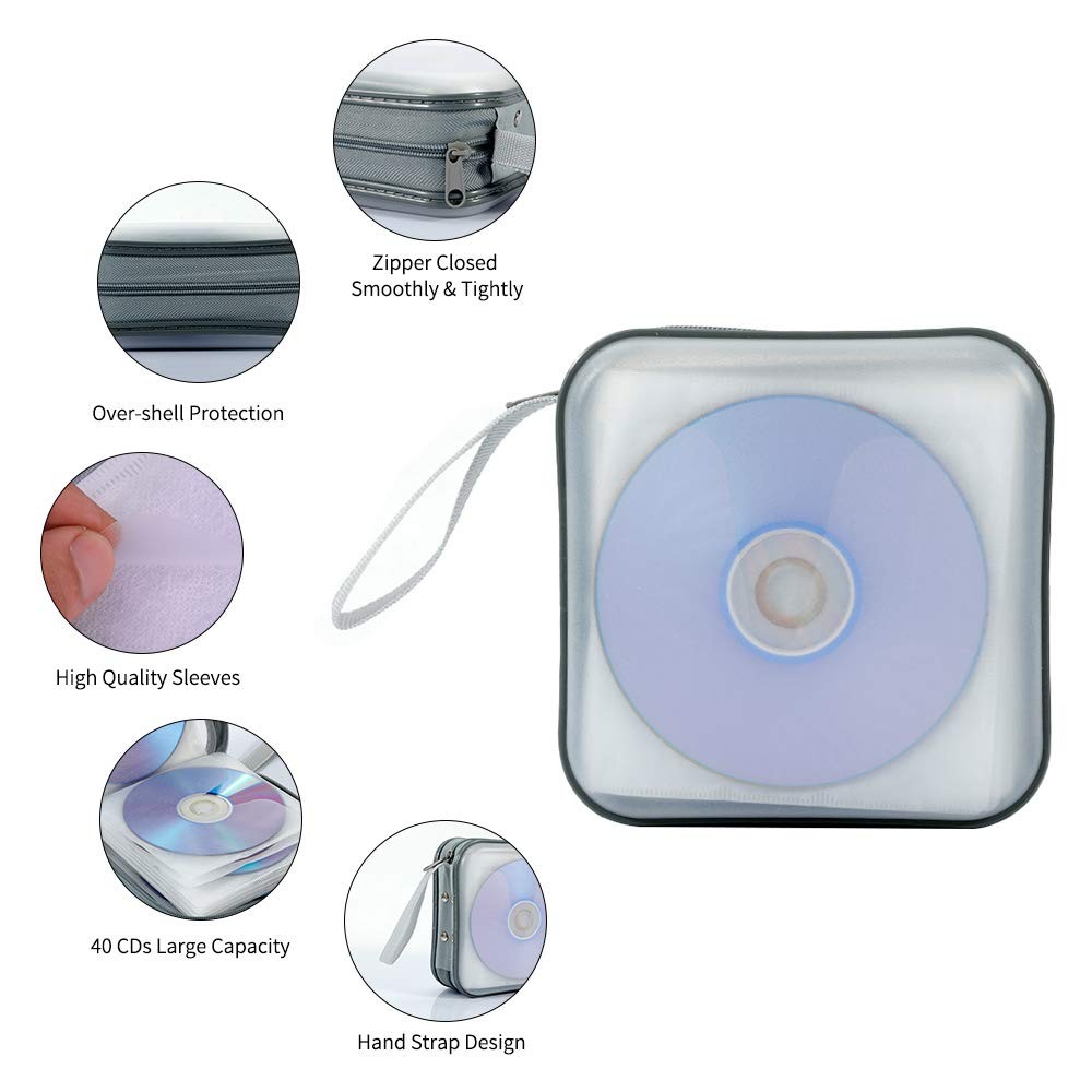 CD Case CD/DVD Case Wallet 40 Capacity Protective CD VCD Case Storage Organiz
