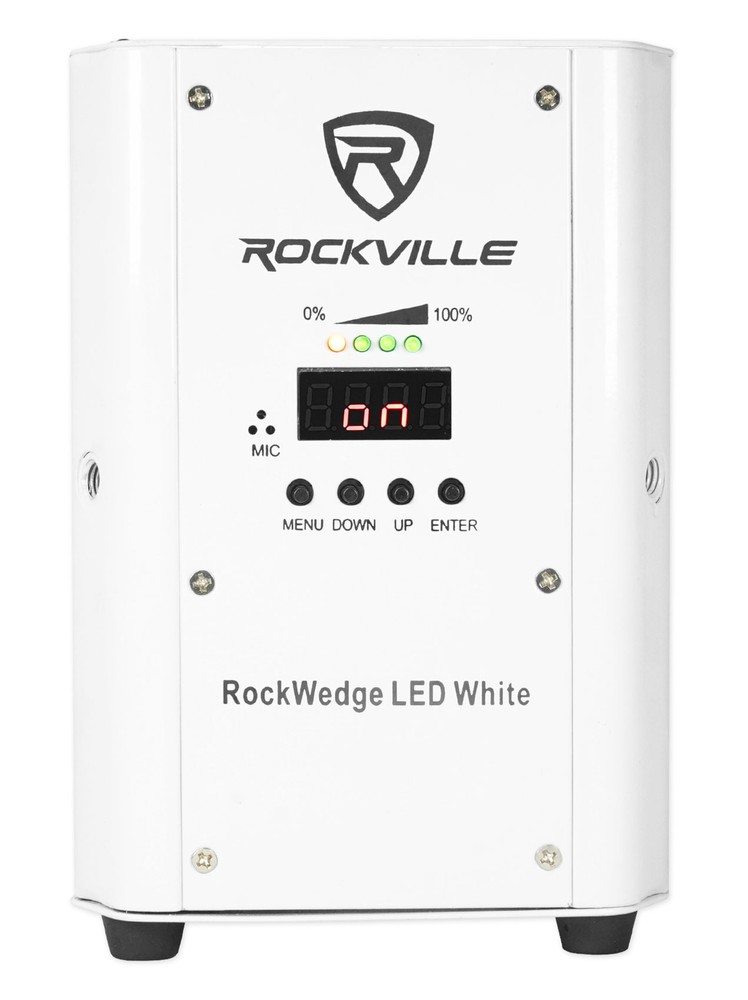 (4) Rockville RockWedge LED White Battery Powered Lights+Wireless DMX Controller