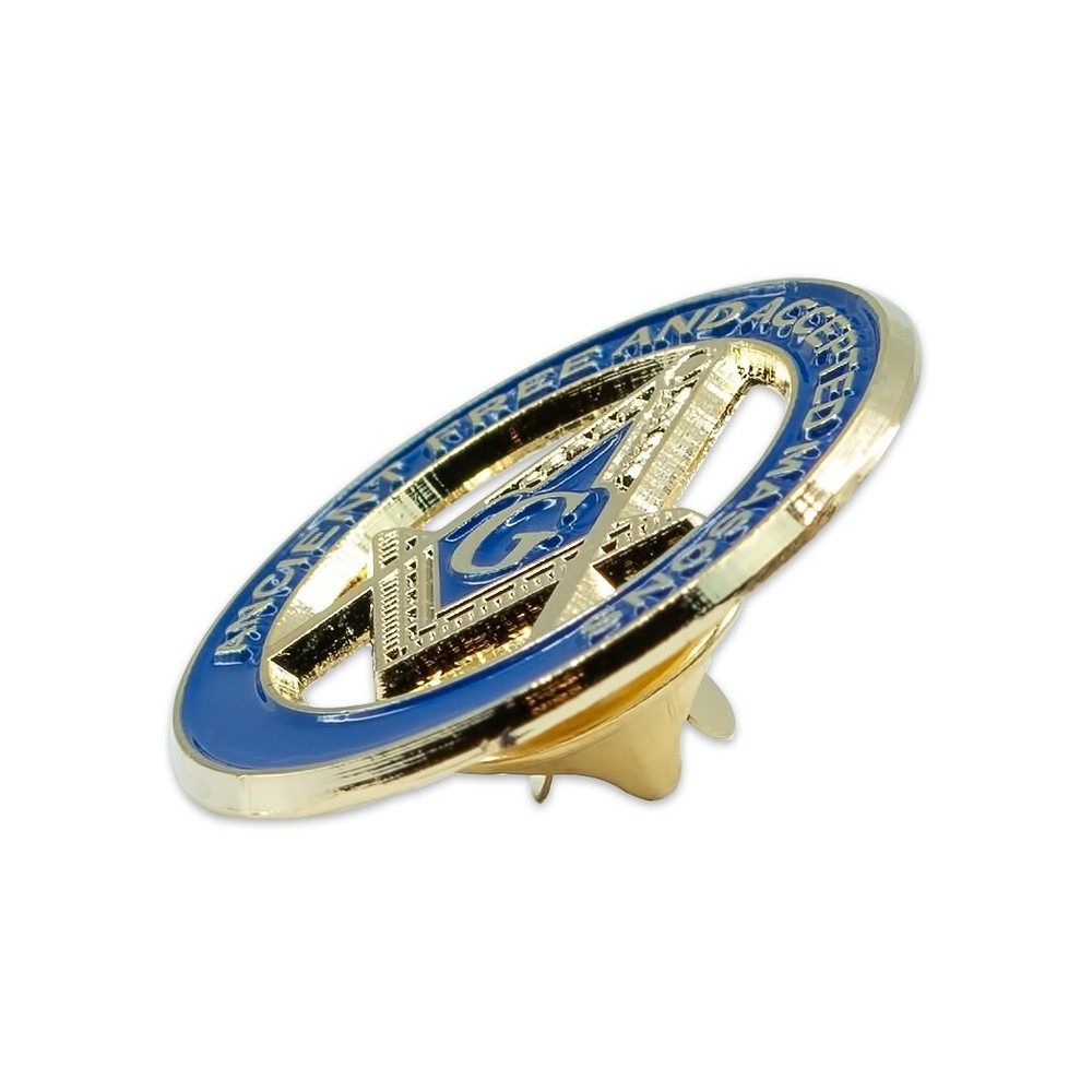 Ancient Free & Accepted Masons Square & Compass Round Masonic Lapel Pin