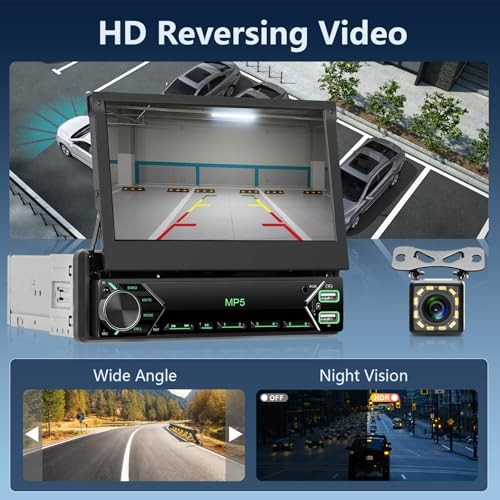 Single Din Car Stereo CARPLAY Android auto, Flip Out Car Carplay Android auto
