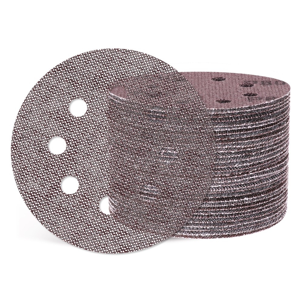 50 Pcs 5 Inch 80 Grit 8 Holes Hook and Loop Grid Sanding Discs