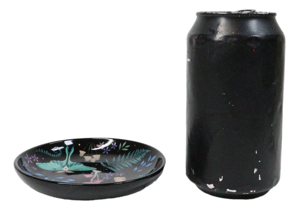 Ceramic Gothic Wicca Dark Forest Toadstool Mushrooms Luna Moth Trinket Dish