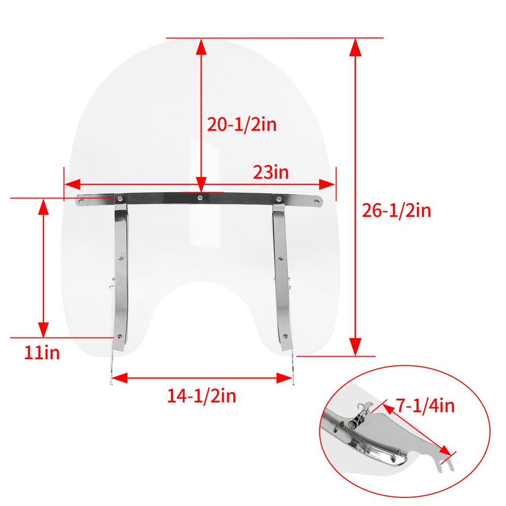 Clear Windshield Windscreen For Harley Heritage Softail Classic FLSTC 2000-2017