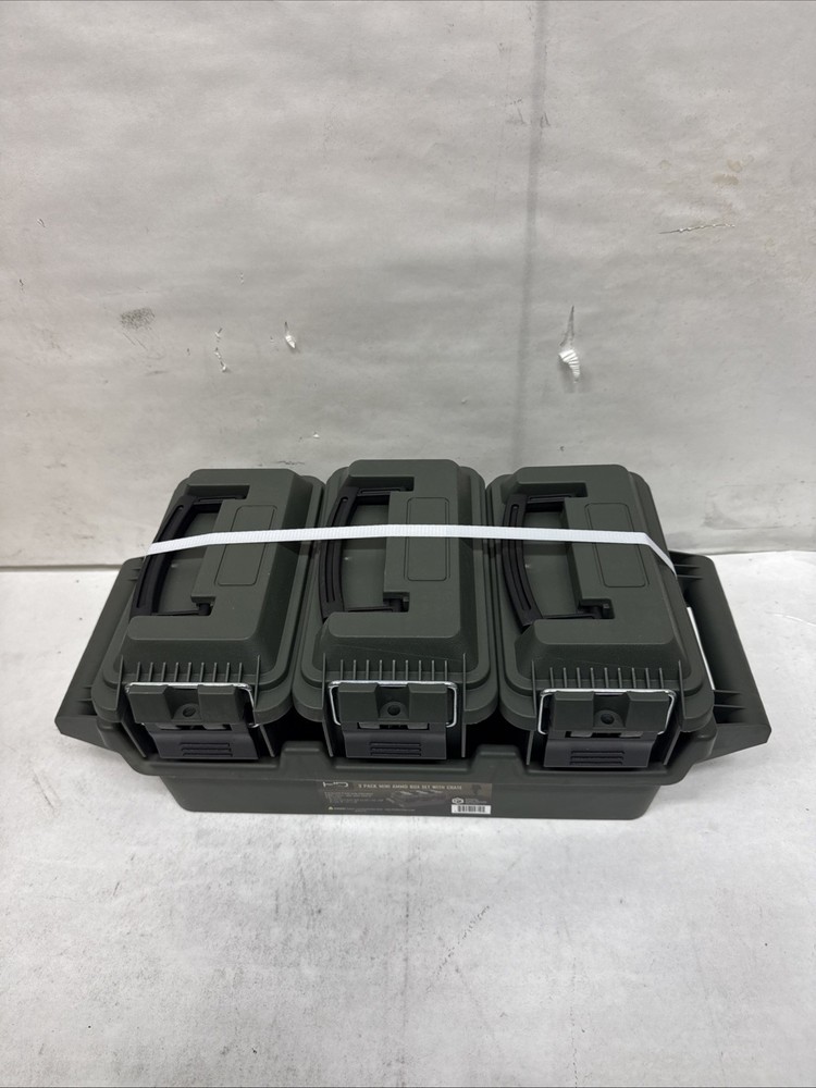 3 NEW MINI AMMO BOXES WITH CARRYING CRATE