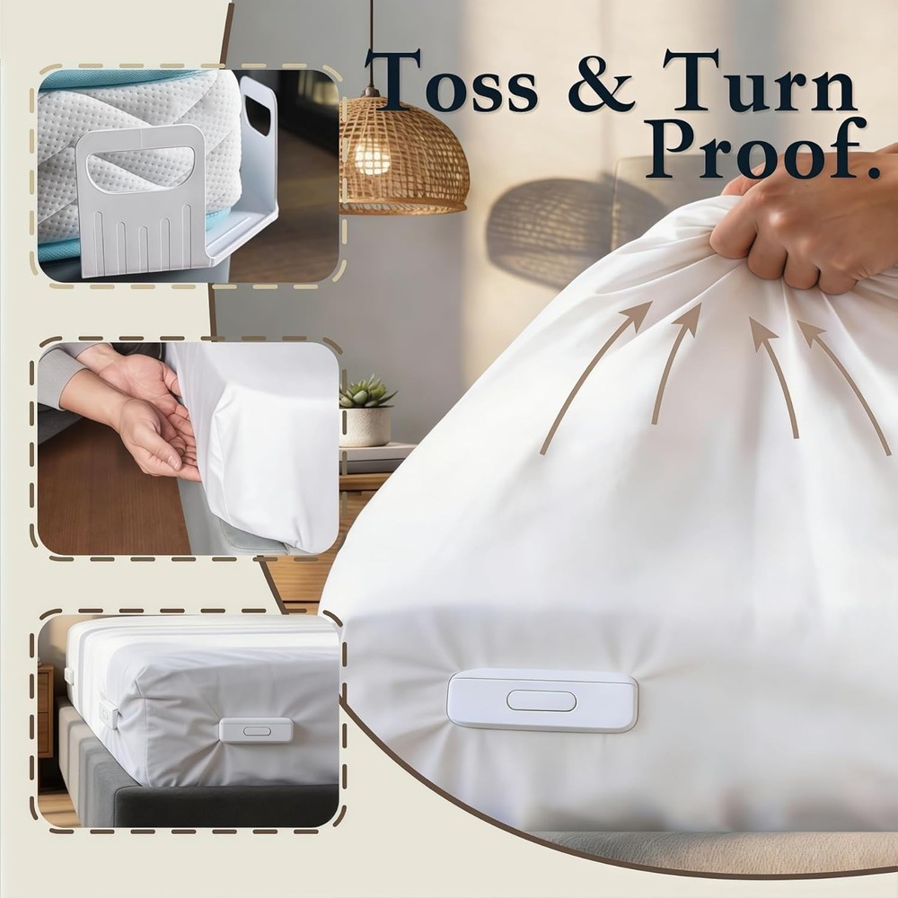 Fitted Sheet Grippers 4 Bed Holders Original Patented 10 Locks Total