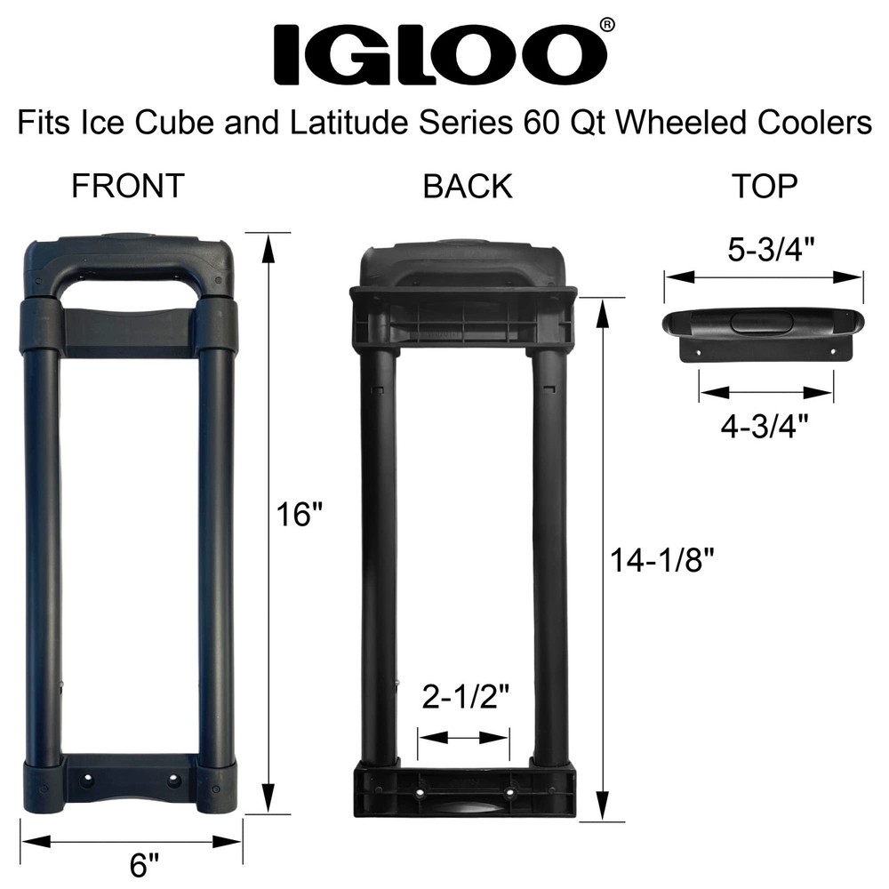 Igloo Replacement Telescoping Handle for Ice Cube and 16 inches x 6", Black