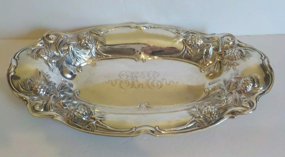 GORHAM Sterling Silver Embossed 14.5" Bread Tray #A4407M, c. 1903