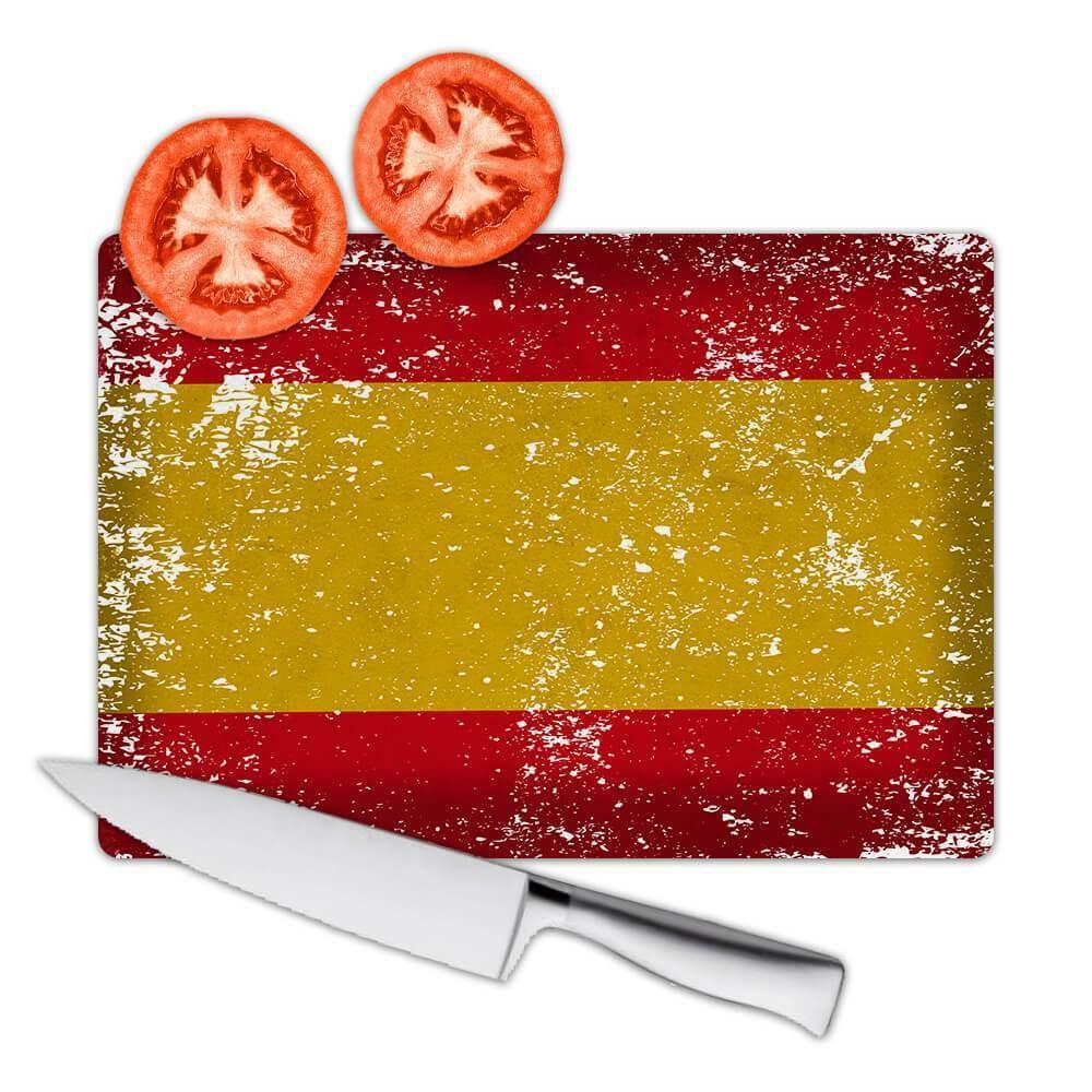 Gift Cutting Board : Spain Flag Retro Artistic Spanish Expat Country