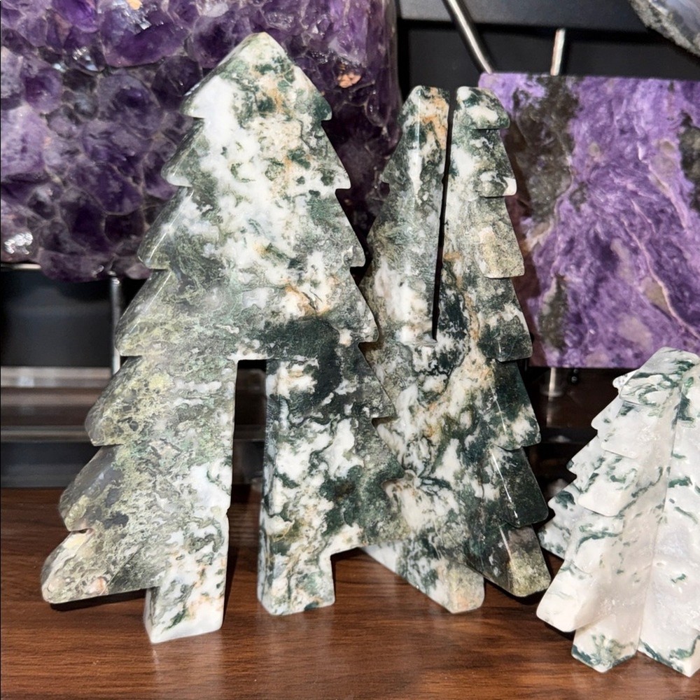 Moss Agate Tree Puzzle set