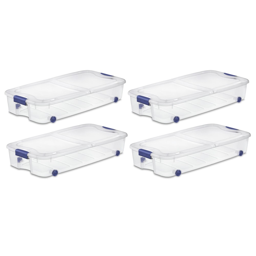 Sterilite Latching Wheeled Storage Bin 66 Quart Clear Underbed Storage Container