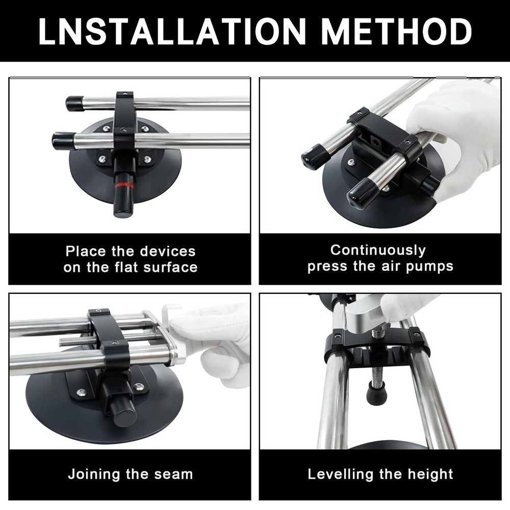 Manual Vacuum Countertop Leveling System - 3s Quick-Suction Technology & 4 Ad...