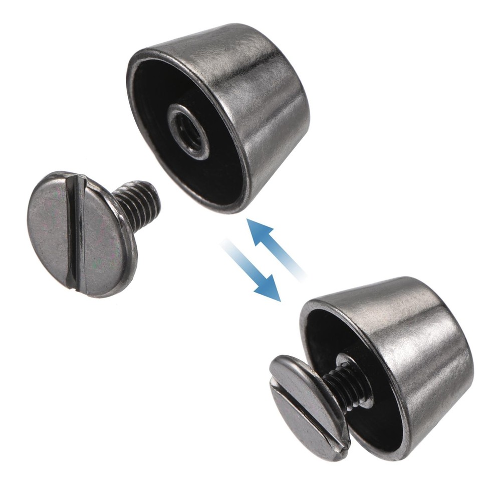 12x7mm Rivet Studs Screw Back Flat Cable Feet Stud Dark Grey 4pcs