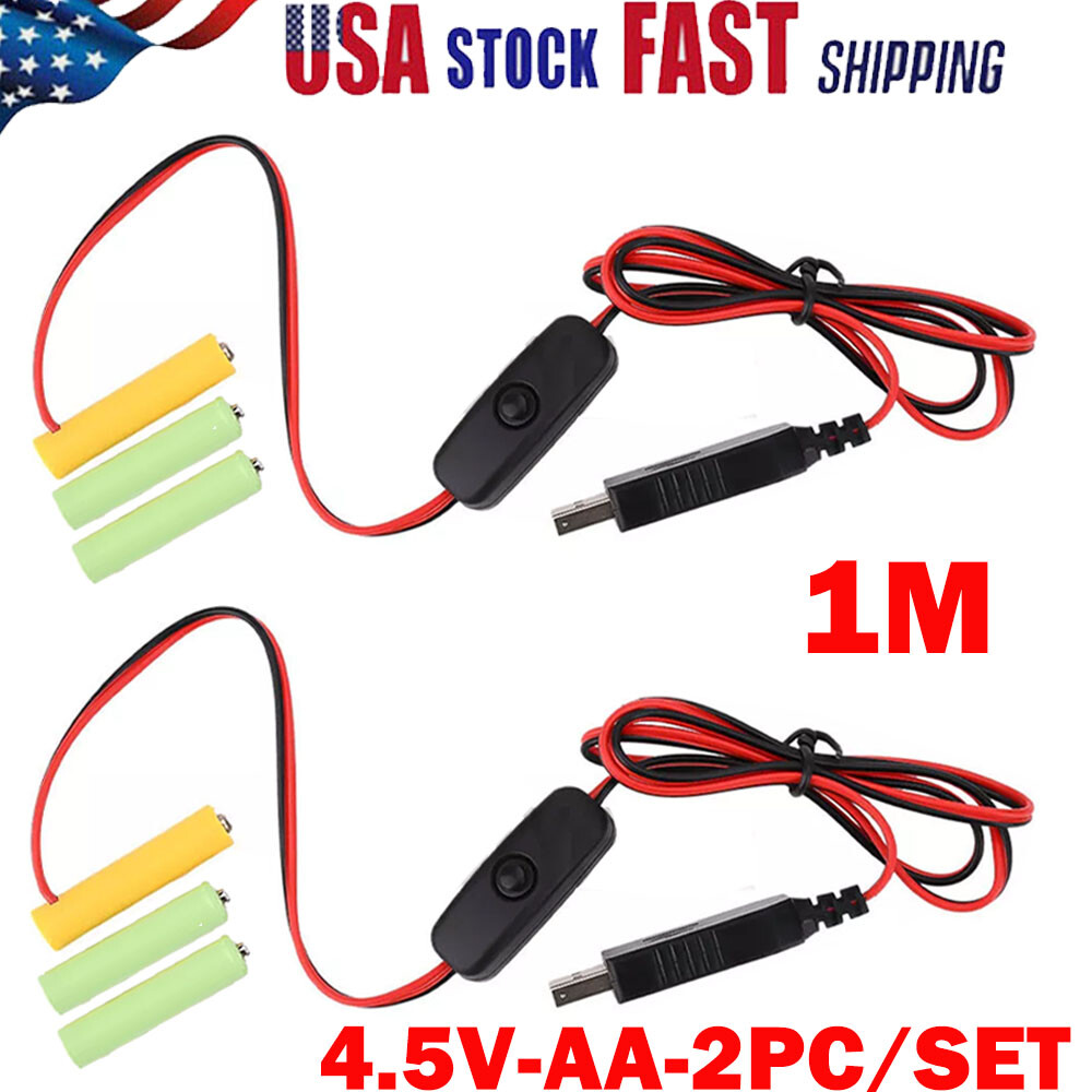 2PC/Set 4.5V AA Eliminator Cable Dummy-Battery Power Cord Replacement Cables