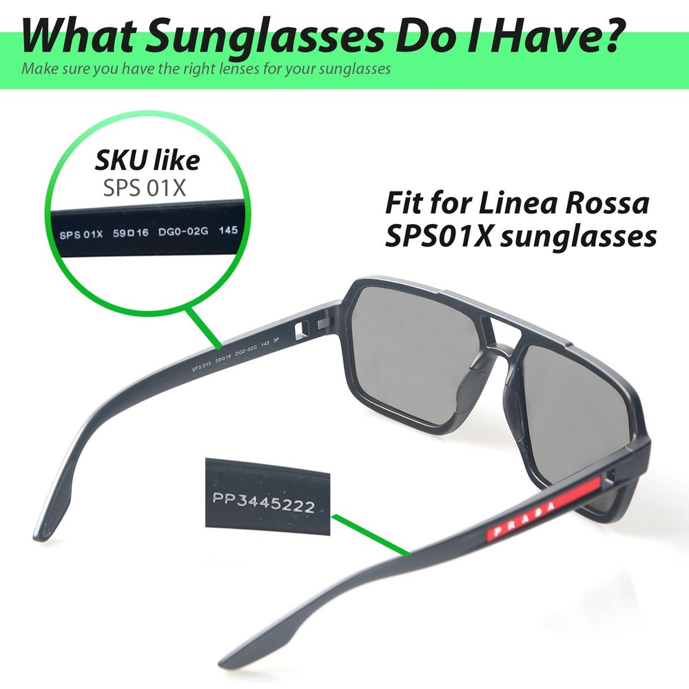 Walleva Replacement Lenses For Prada Linea Rossa SPS01X - Multiple Options