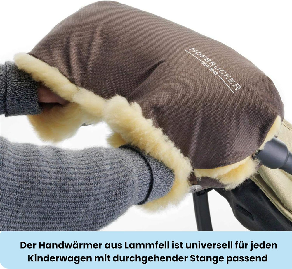 Lambskin Lined Stroller Handwarmer - Windproof & Water-Resistant Muff