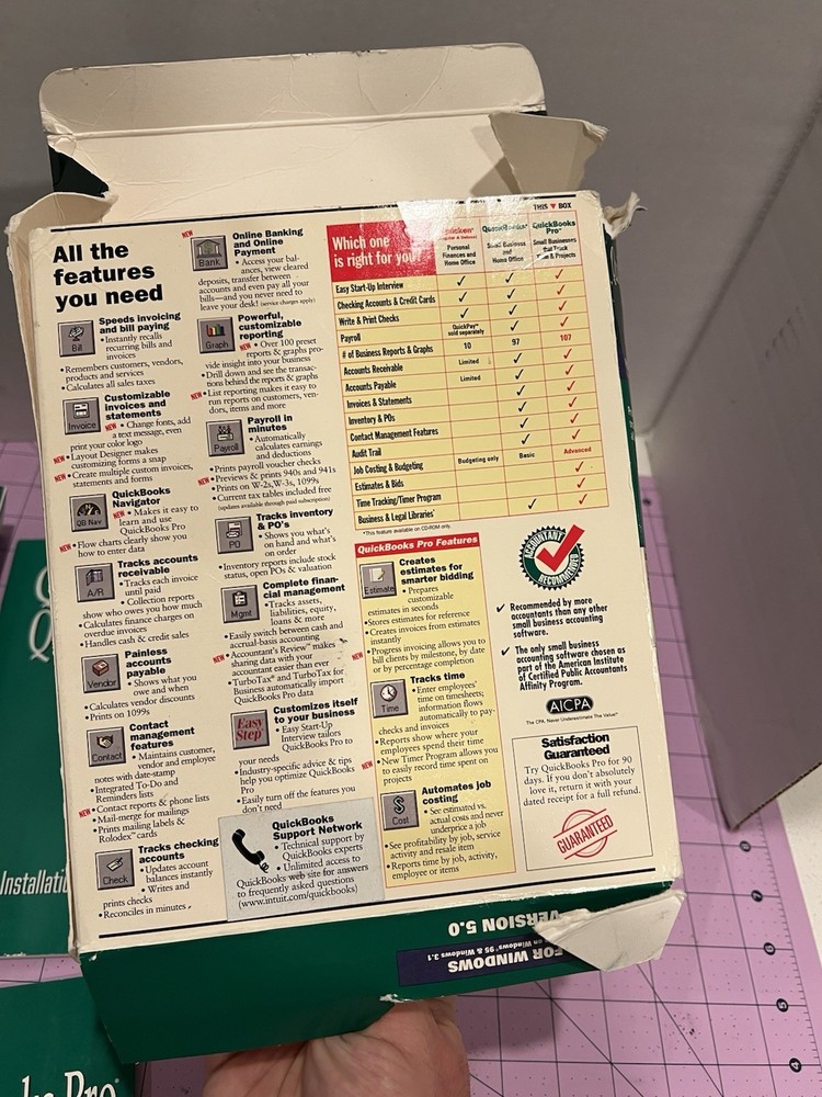 Quicken QUICKBOOKS PRO VERSION 5.0 User's Guide FOR WINDOWS 95 + CD BIG BOX