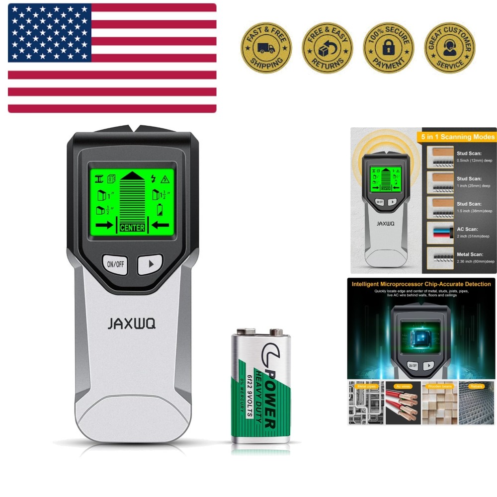 Advanced Stud Finder - 5 Scan Modes & High-Visibility LCD for Safe DIY Projects
