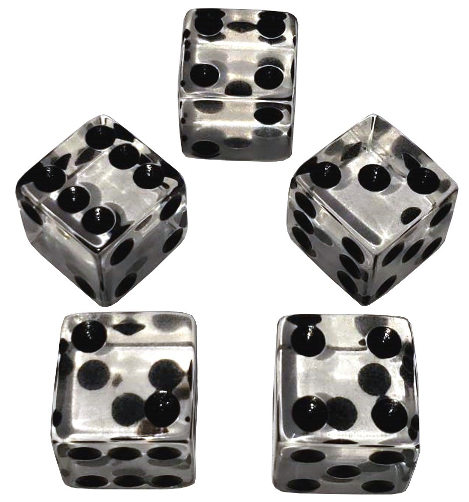 Clear Transparent Dice Squared Corners w/Pouch + PU Leather Grey Felt Lined Cup