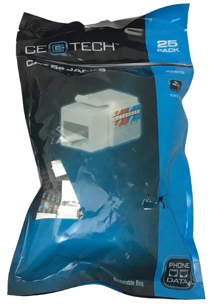 Commercial Electric Category 5e Jack - White (25-Pack)