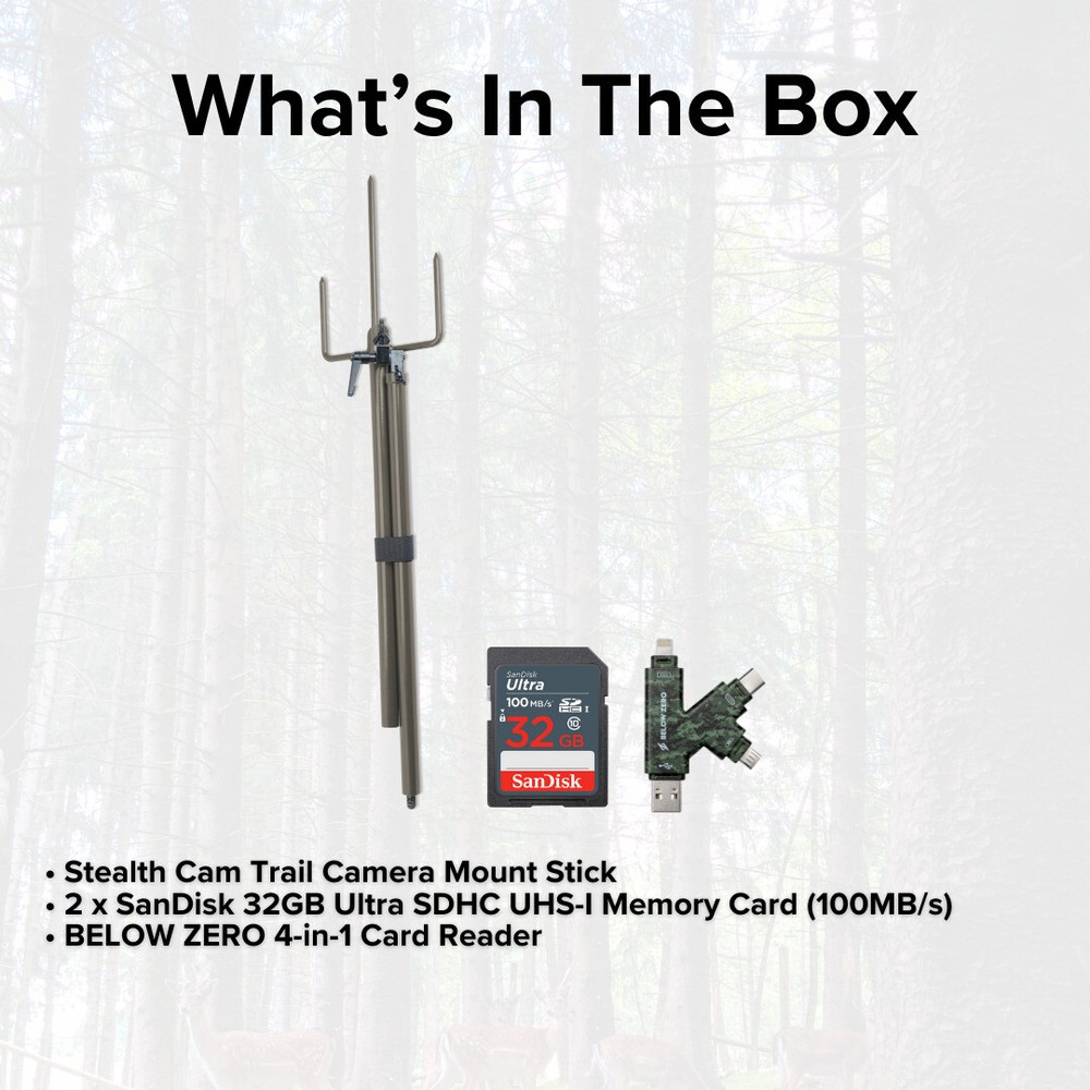 Stealth Cam Trail Camera Mount Stick with 2 Pack Memory Card Bundle