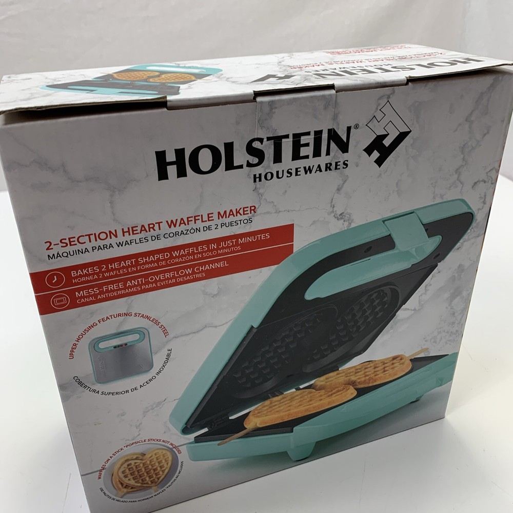 Holstein Housewares 2 Section Heart Waffle Maker New
