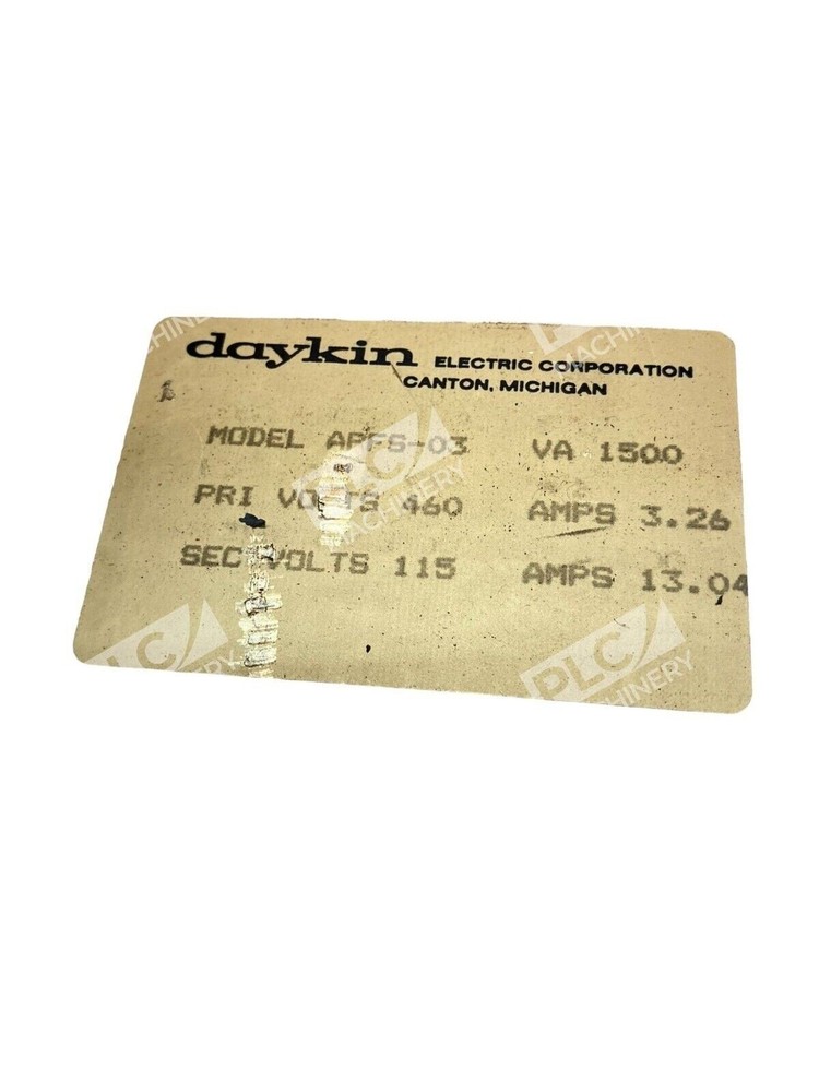 DAYKIN APFS-03 Transformer Disconnect