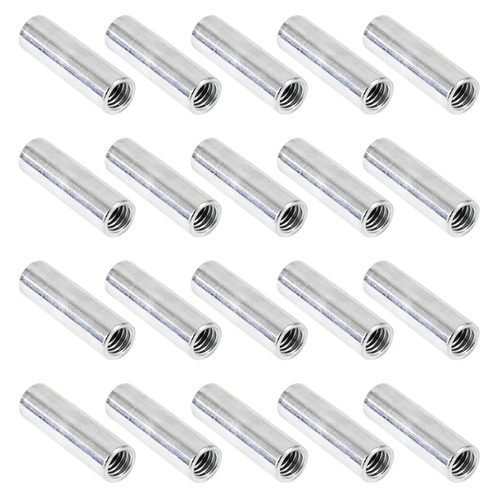 NIDAYE 20 Packs 3/8"-16 Round Rod Coupling Nuts, UNC Threaded 3/8"-16, Silver