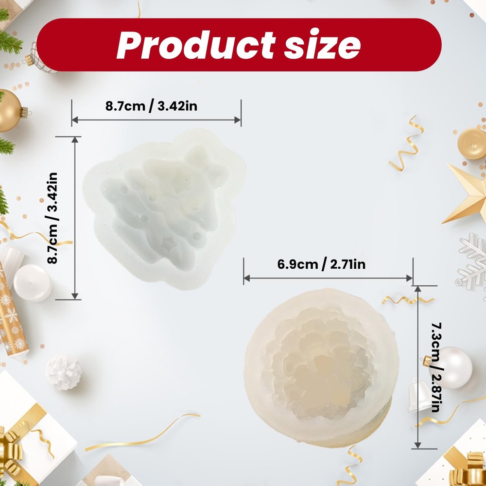 4 Pcs Christmas Tree Silicone Molds, Candy White