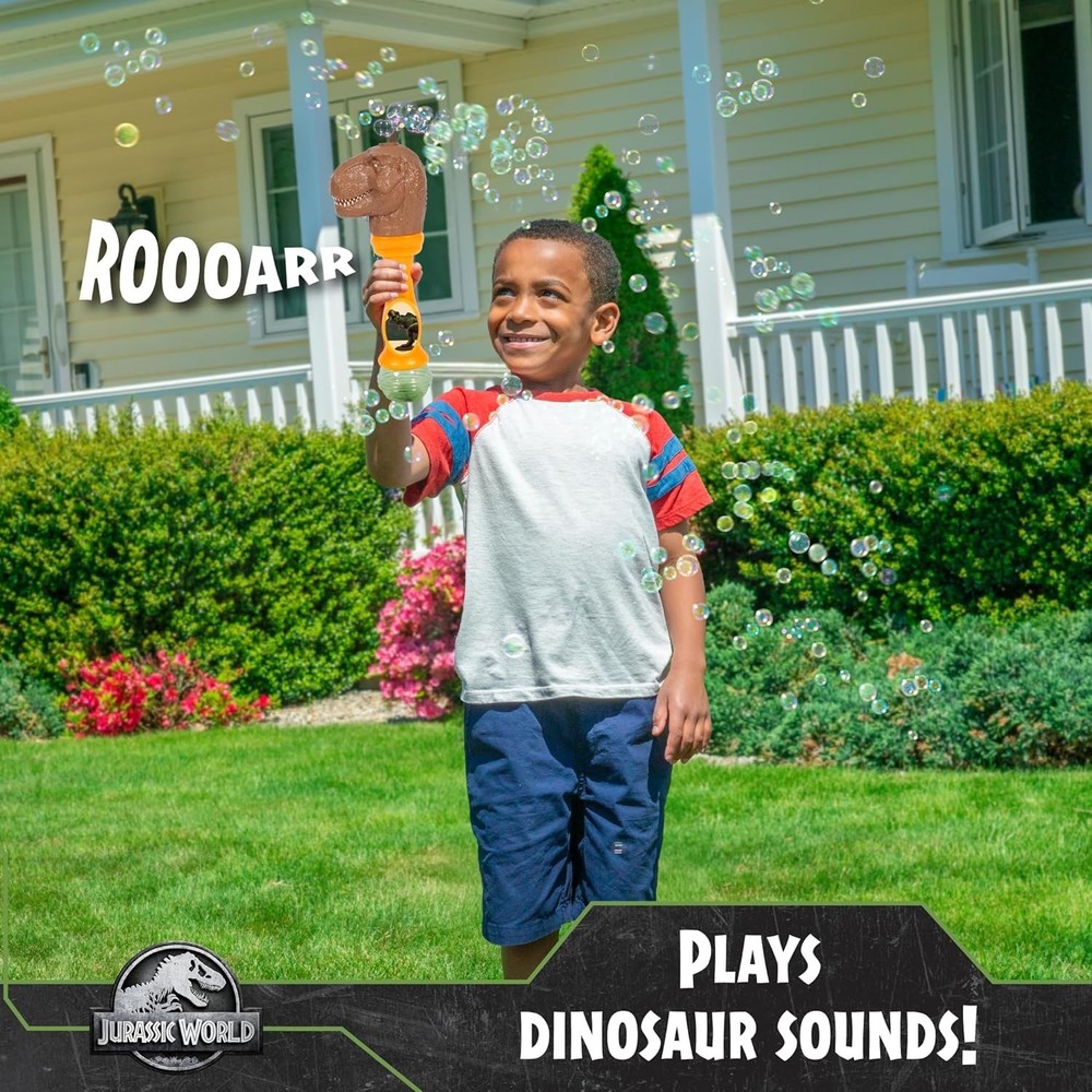 Dinosaur Light Up Bubble Wand with Sounds - Includes 4oz Bubble Solution