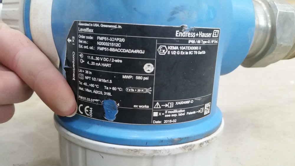 Endress+Hauser FMP51-33AP2/0 Guided Wave Radar Liquid Level Sensor