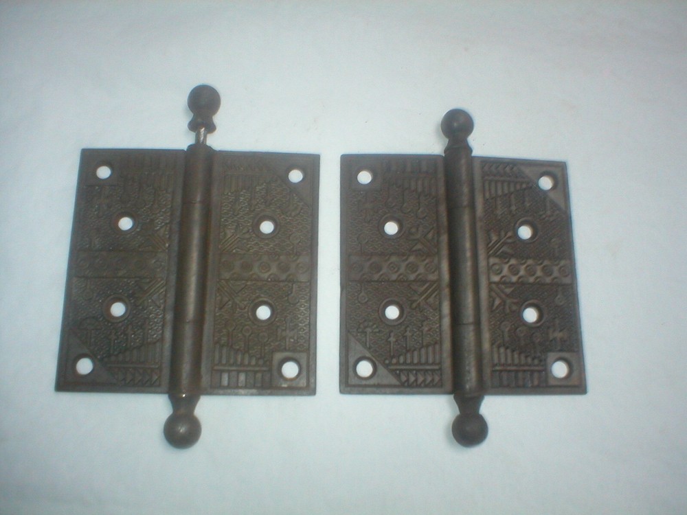 Antique Victorian Decorative Large 5" x 5" Hinge Pair