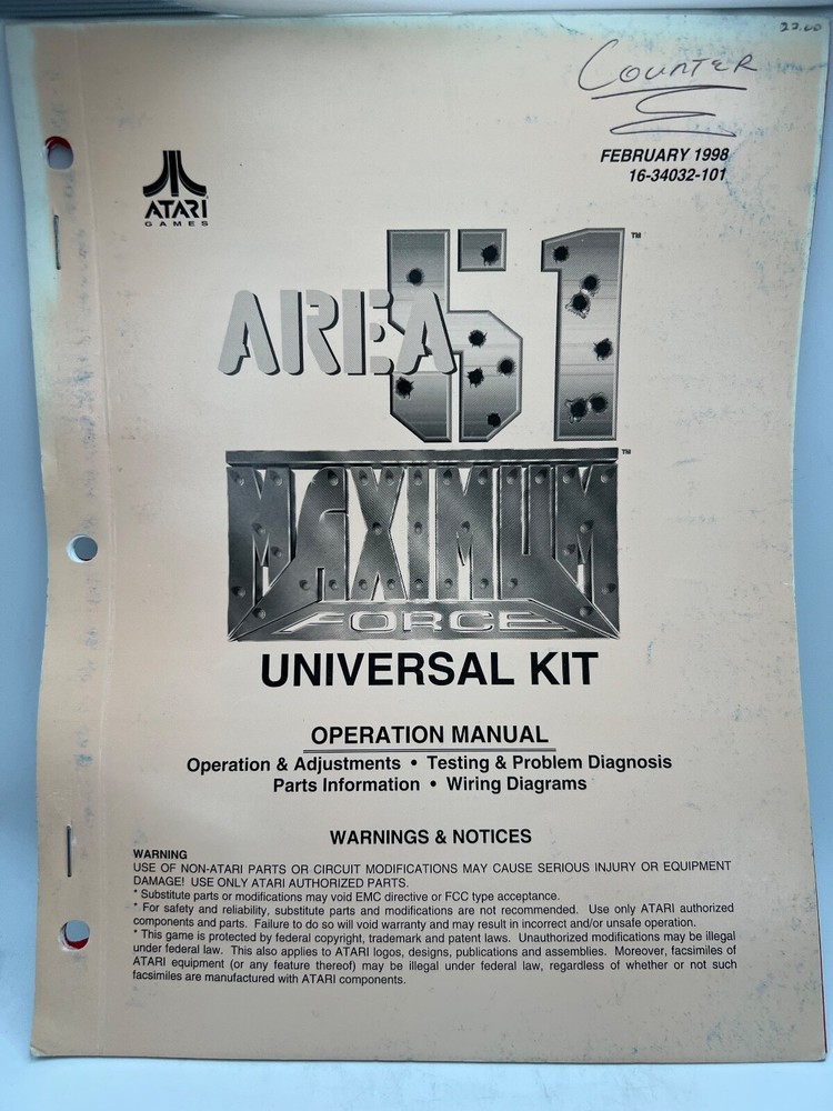 ATARI: Arcade game Manuals Collection from distributors library YOUR CHOICE